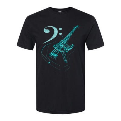 Bass With Clef Neon For Bassists & Bass Player Softstyle CVC T-Shirt