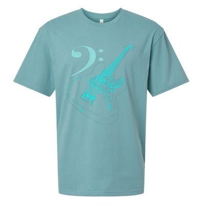 Bass With Clef Neon For Bassists & Bass Player Sueded Cloud Jersey T-Shirt