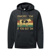 Barbecue With Cow Pig And Chicken Smoke ’Em If You Got ’Em Retro Performance Fleece Hoodie