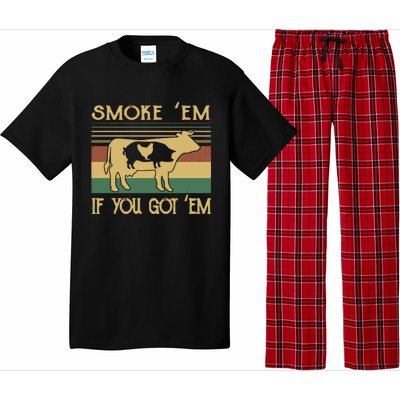 Barbecue With Cow Pig And Chicken Smoke ’Em If You Got ’Em Retro Pajama Set