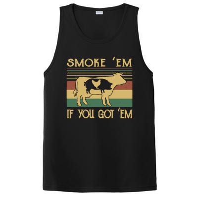 Barbecue With Cow Pig And Chicken Smoke ’Em If You Got ’Em Retro PosiCharge Competitor Tank