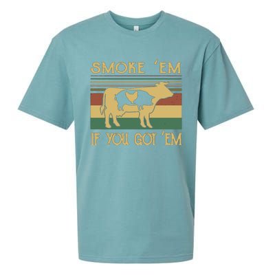 Barbecue With Cow Pig And Chicken Smoke ’Em If You Got ’Em Retro Sueded Cloud Jersey T-Shirt