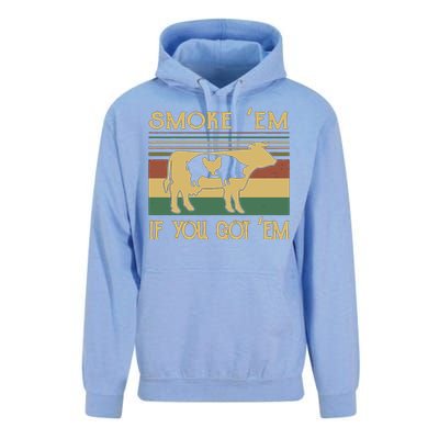 Barbecue With Cow Pig And Chicken Smoke ’Em If You Got ’Em Retro Unisex Surf Hoodie