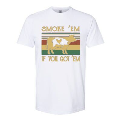 Barbecue With Cow Pig And Chicken Smoke ’Em If You Got ’Em Retro Softstyle CVC T-Shirt