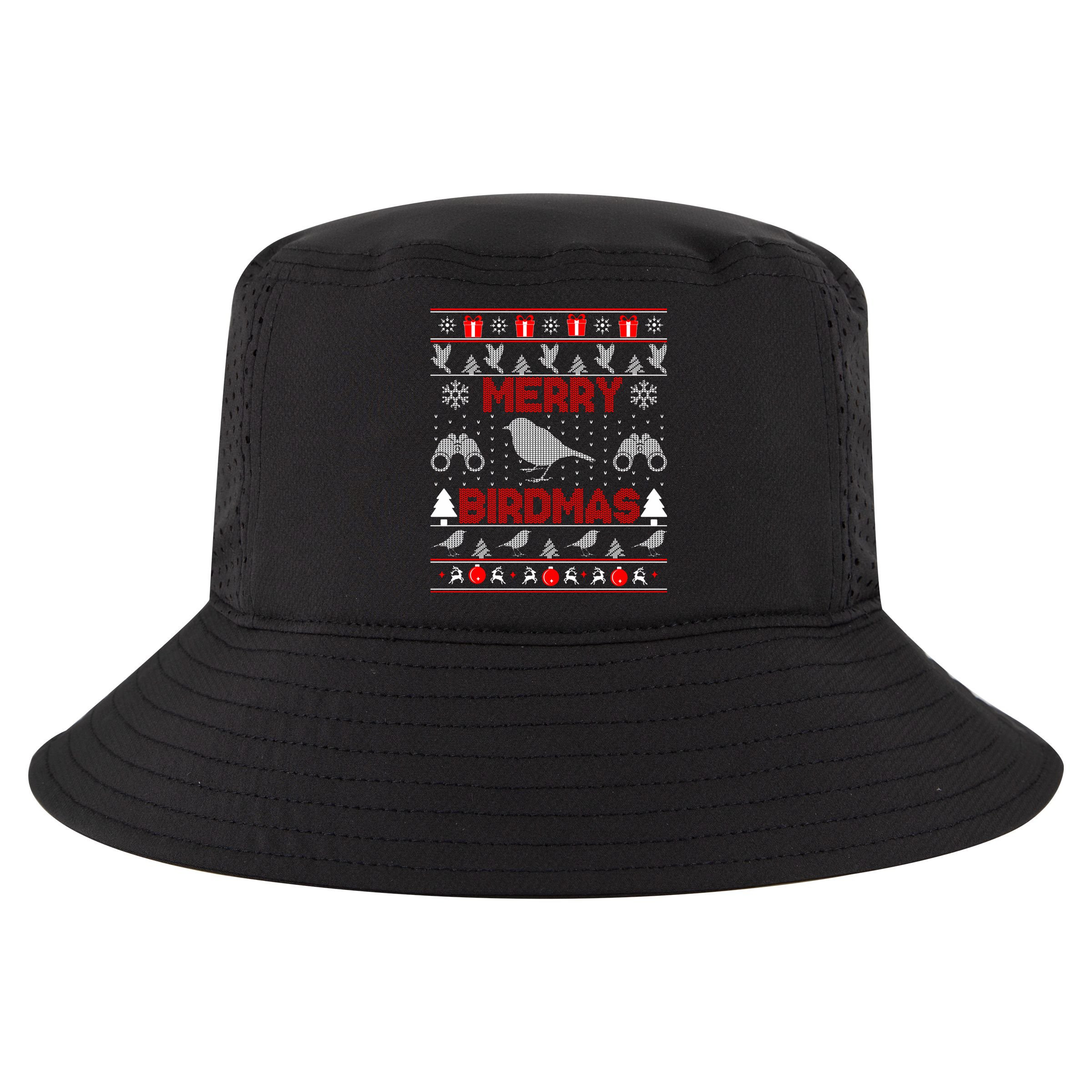 Bird Watching Christmas Birding Merry Birdmas Ugly Sweater Cool Comfort Performance Bucket Hat