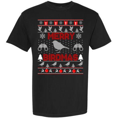 Bird Watching Christmas Birding Merry Birdmas Ugly Sweater Garment-Dyed Heavyweight T-Shirt
