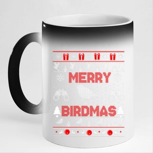 Bird Watching Christmas Birding Merry Birdmas Ugly Sweater 11oz Black Color Changing Mug