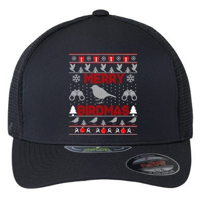 Bird Watching Christmas Birding Merry Birdmas Ugly Sweater Flexfit Unipanel Trucker Cap