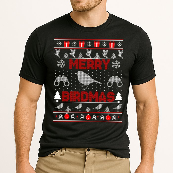 Bird Watching Christmas Birding Merry Birdmas Ugly Sweater Cooling Performance Crew T-Shirt