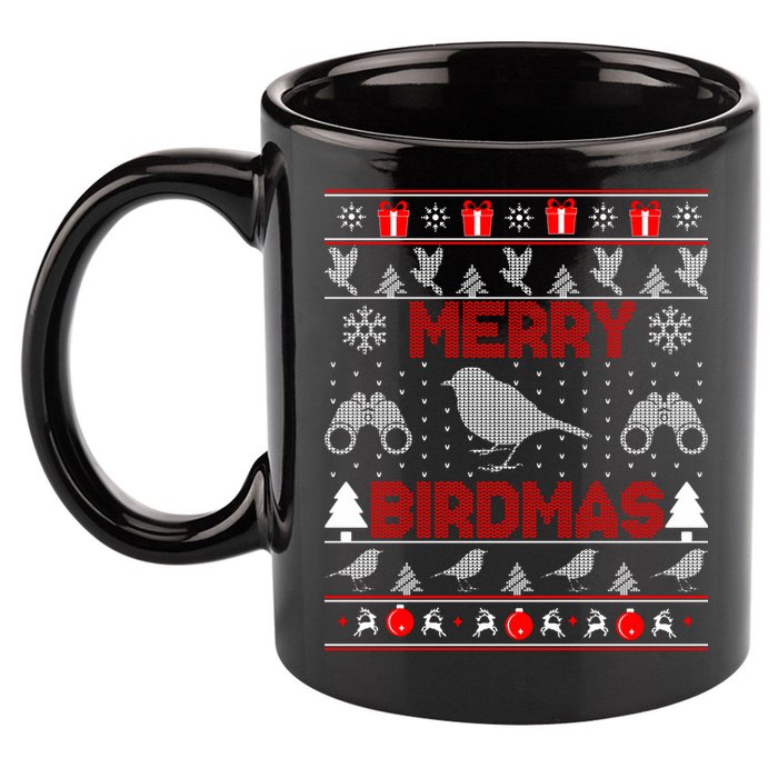 Bird Watching Christmas Birding Merry Birdmas Ugly Sweater 11oz C Handle Ceramic Mug