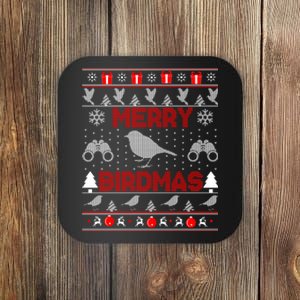 Bird Watching Christmas Birding Merry Birdmas Ugly Sweater Coaster