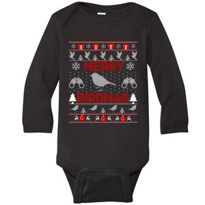 Bird Watching Christmas Birding Merry Birdmas Ugly Sweater Baby Long Sleeve Bodysuit