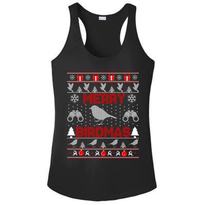 Bird Watching Christmas Birding Merry Birdmas Ugly Sweater Ladies PosiCharge Competitor Racerback Tank