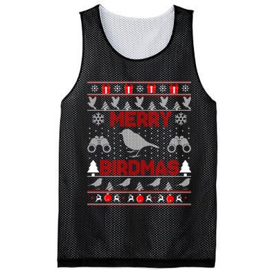Bird Watching Christmas Birding Merry Birdmas Ugly Sweater Mesh Reversible Basketball Jersey Tank