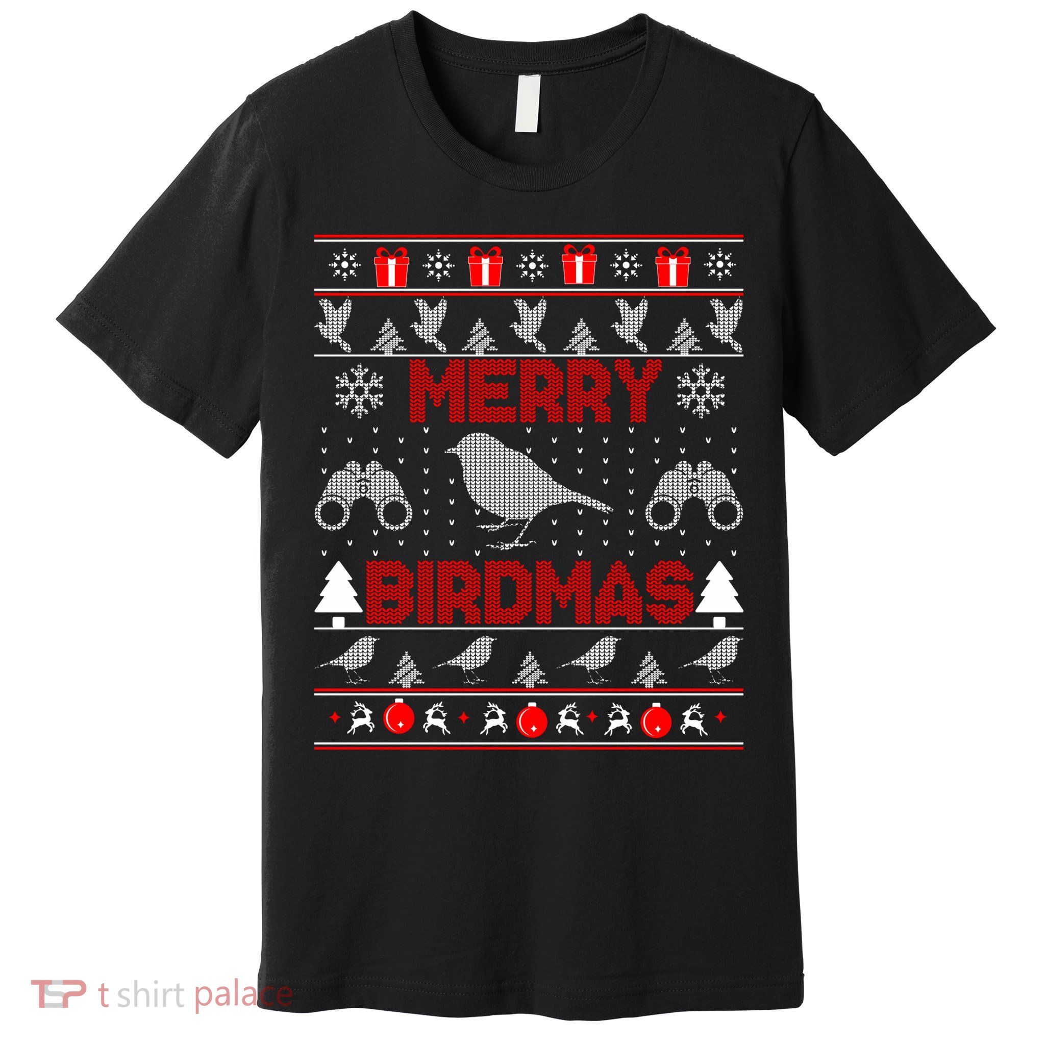 Bird Watching Christmas Birding Merry Birdmas Ugly Sweater Premium T-Shirt