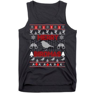 Bird Watching Christmas Birding Merry Birdmas Ugly Sweater Tank Top