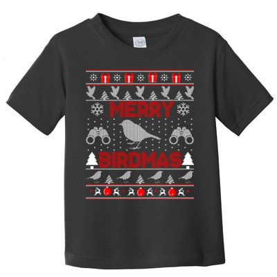 Bird Watching Christmas Birding Merry Birdmas Ugly Sweater Toddler T-Shirt