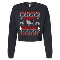 Bird Watching Christmas Birding Merry Birdmas Ugly Sweater Cropped Pullover Crew