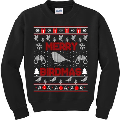 Bird Watching Christmas Birding Merry Birdmas Ugly Sweater Kids Sweatshirt