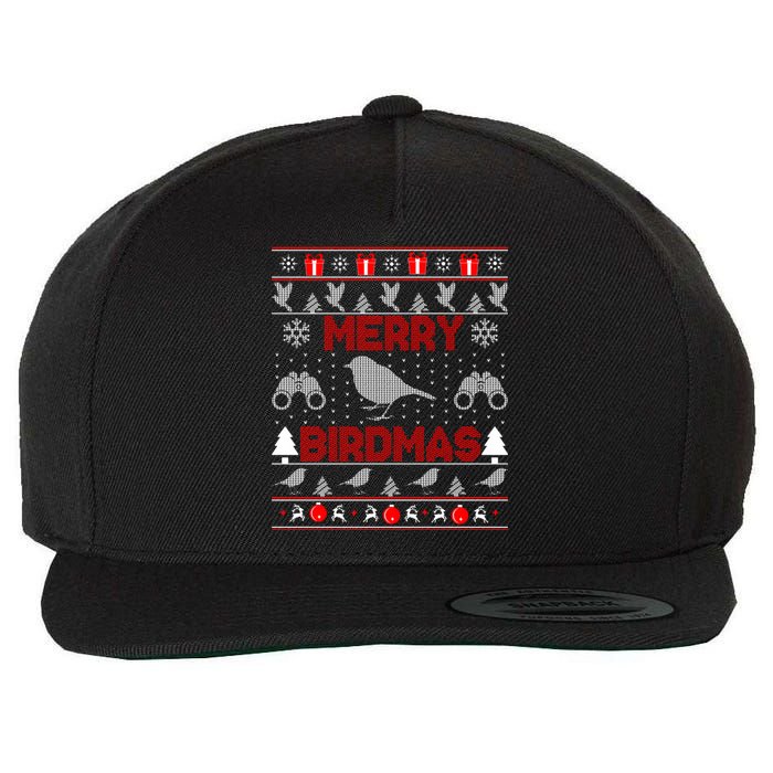 Bird Watching Christmas Birding Merry Birdmas Ugly Sweater Wool Snapback Cap