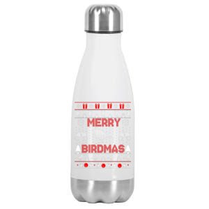 Bird Watching Christmas Birding Merry Birdmas Ugly Sweater Stainless Steel Insulated Water Bottle