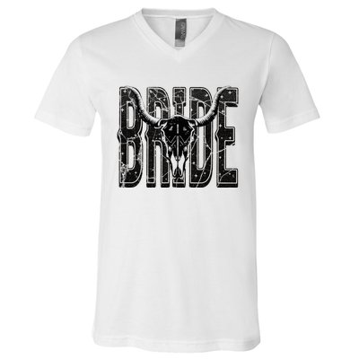 Bride Western Country Cowgirl Nashville Bachelorette Party V-Neck T-Shirt