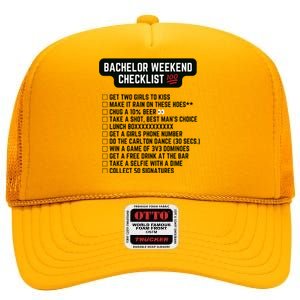 Bachelor Weekend Checklist High Crown Mesh Back Trucker Hat