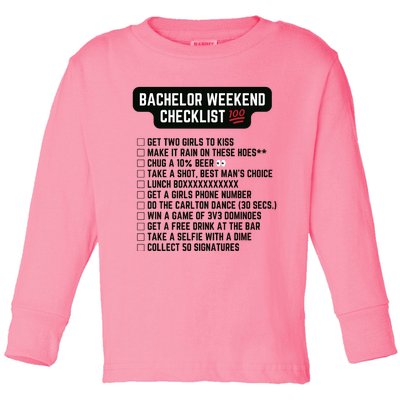 Bachelor Weekend Checklist Toddler Long Sleeve Shirt