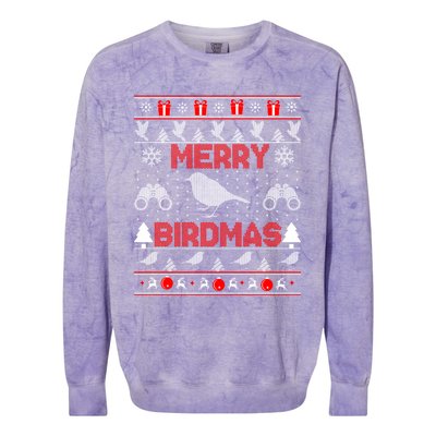 Bird Watching Christmas Birding Merry Birdmas Ugly Swea Colorblast Crewneck Sweatshirt