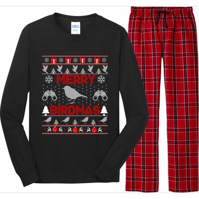 Bird Watching Christmas Birding Merry Birdmas Ugly Swea Long Sleeve Pajama Set