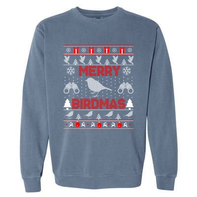 Bird Watching Christmas Birding Merry Birdmas Ugly Swea Garment-Dyed Sweatshirt