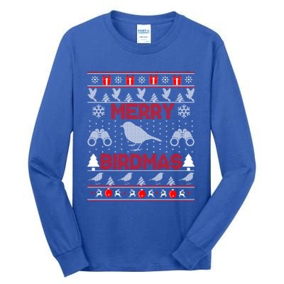 Bird Watching Christmas Birding Merry Birdmas Ugly Swea Tall Long Sleeve T-Shirt