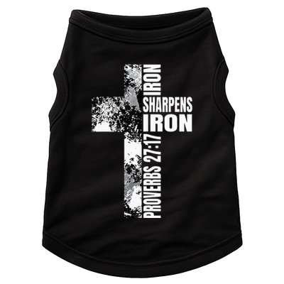 Black White Cross Iron Sharpens Iron Verse Christian Couples Doggie Tank