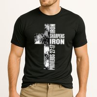 Black White Cross Iron Sharpens Iron Verse Christian Couples Cooling Performance Crew T-Shirt