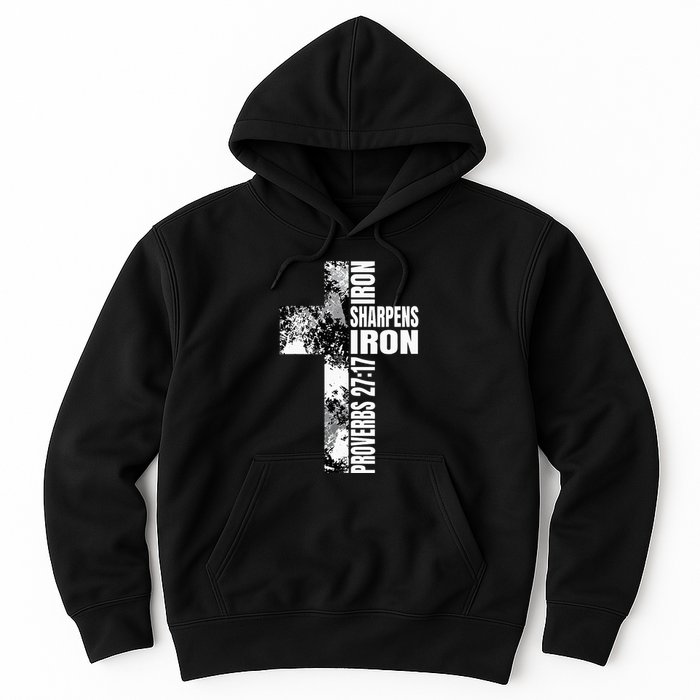 Black White Cross Iron Sharpens Iron Verse Christian Couples Hoodie