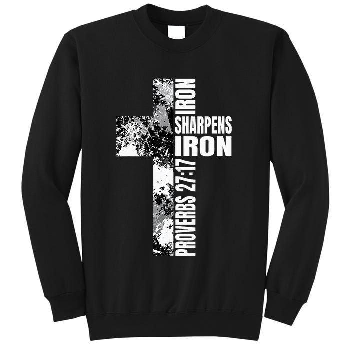 Black White Cross Iron Sharpens Iron Verse Christian Couples Sweatshirt