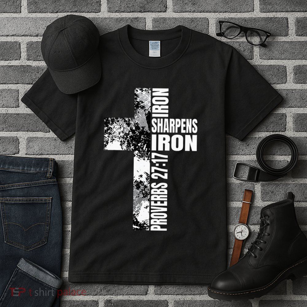 Black White Cross Iron Sharpens Iron Verse Christian Couples Tall T-Shirt