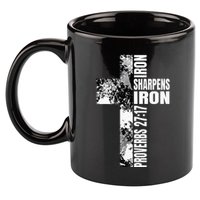 Black White Cross Iron Sharpens Iron Verse Christian Couples 11oz C Handle Ceramic Mug