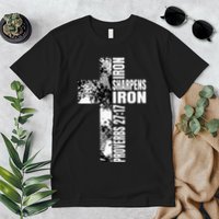 Black White Cross Iron Sharpens Iron Verse Christian Couples Premium T-Shirt
