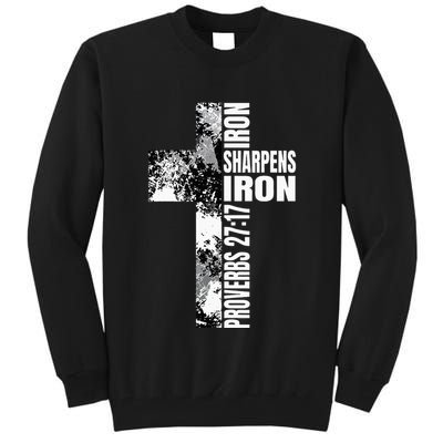 Black White Cross Iron Sharpens Iron Verse Christian Couples Tall Sweatshirt