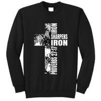 Black White Cross Iron Sharpens Iron Verse Christian Couples Tall Sweatshirt