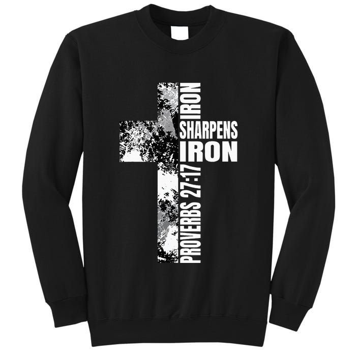 Black White Cross Iron Sharpens Iron Verse Christian Couples Tall Sweatshirt