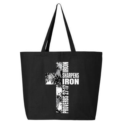 Black White Cross Iron Sharpens Iron Verse Christian Couples 25L Jumbo Tote