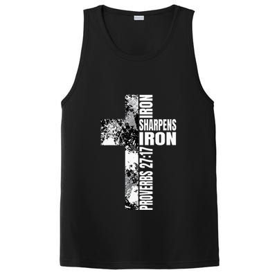 Black White Cross Iron Sharpens Iron Verse Christian Couples PosiCharge Competitor Tank