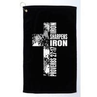 Black White Cross Iron Sharpens Iron Verse Christian Couples Golf Towel