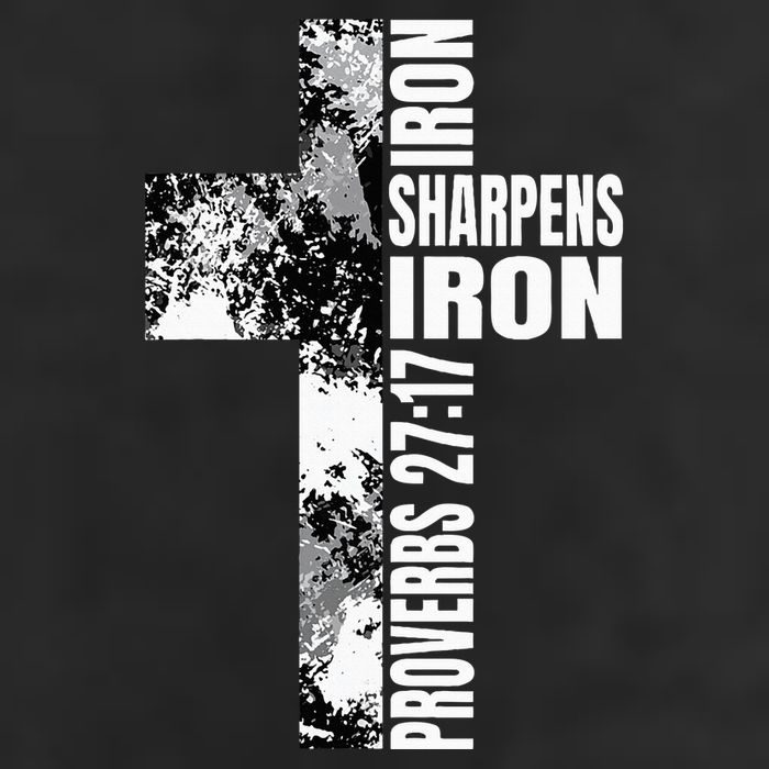 Black White Cross Iron Sharpens Iron Verse Christian Couples Golf Towel