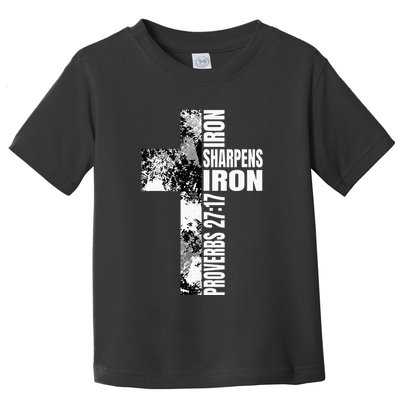 Black White Cross Iron Sharpens Iron Verse Christian Couples Toddler T-Shirt