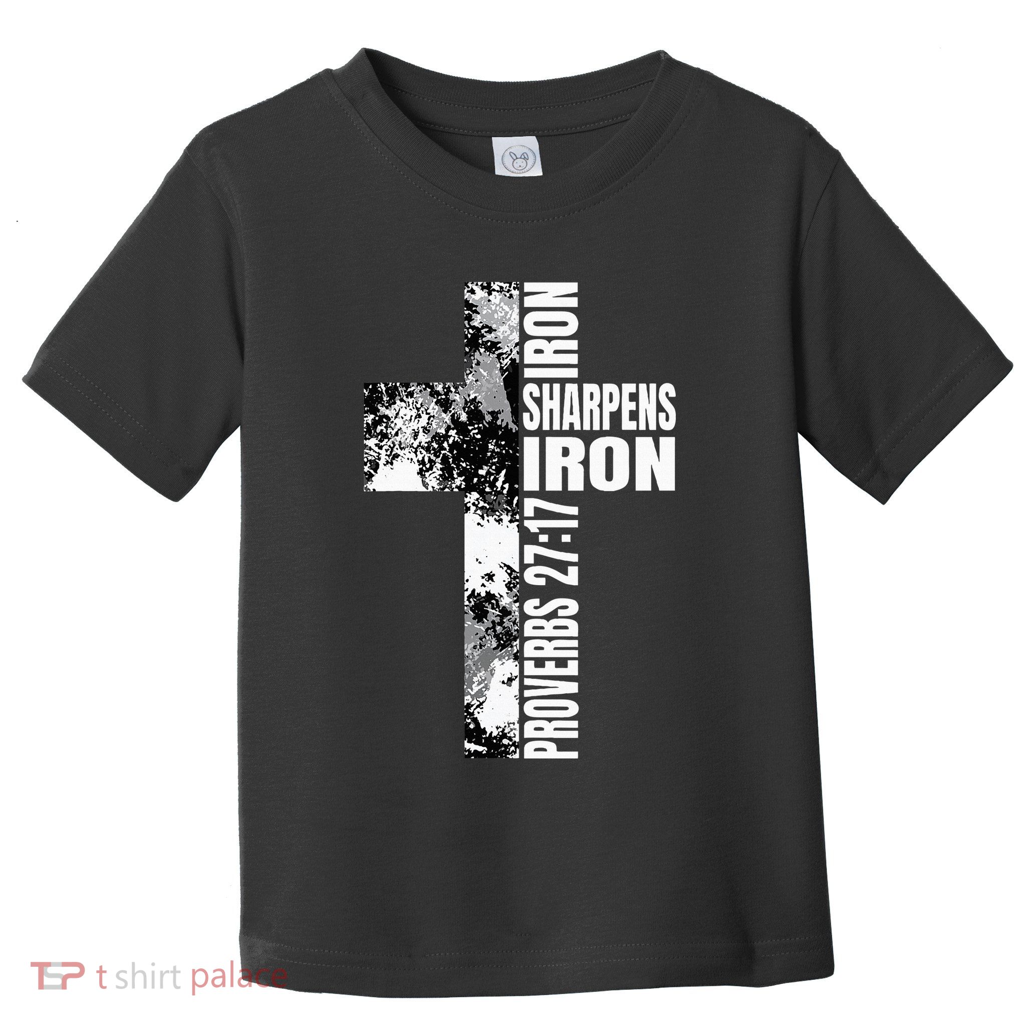 Black White Cross Iron Sharpens Iron Verse Christian Couples Toddler T-Shirt