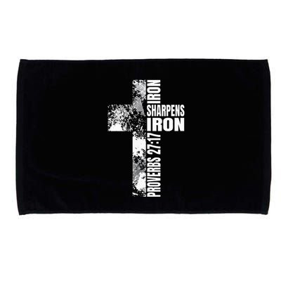 Black White Cross Iron Sharpens Iron Verse Christian Couples Microfiber Hand Towel