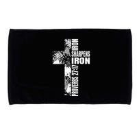 Black White Cross Iron Sharpens Iron Verse Christian Couples Microfiber Hand Towel